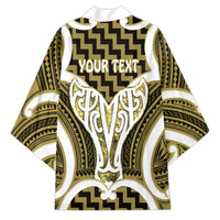 Aotearoa Atua Tangaroa Personalised Kimono God Of The Sea Maori Whale Tail Yellow