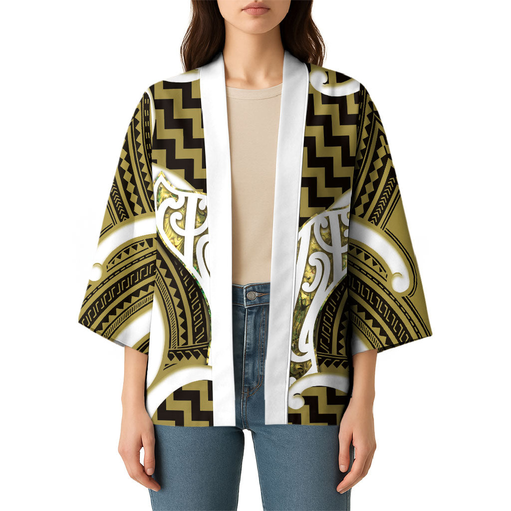 Aotearoa Atua Tangaroa Personalised Kimono God Of The Sea Maori Whale Tail Yellow