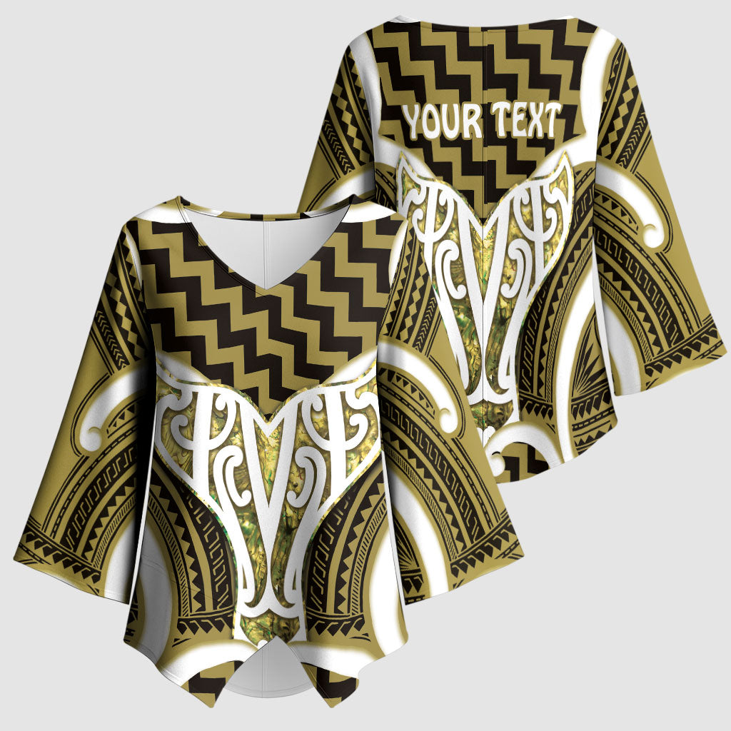 Aotearoa Atua Tangaroa Personalised Kimono Sleeve Blouse God Of The Sea Maori Whale Tail Yellow