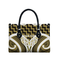 Aotearoa Atua Tangaroa Personalised Leather Bag God Of The Sea Maori Whale Tail Yellow
