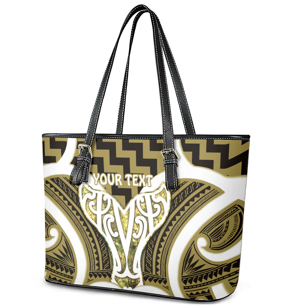 Aotearoa Atua Tangaroa Personalised Leather Tote Bag God Of The Sea Maori Whale Tail Yellow