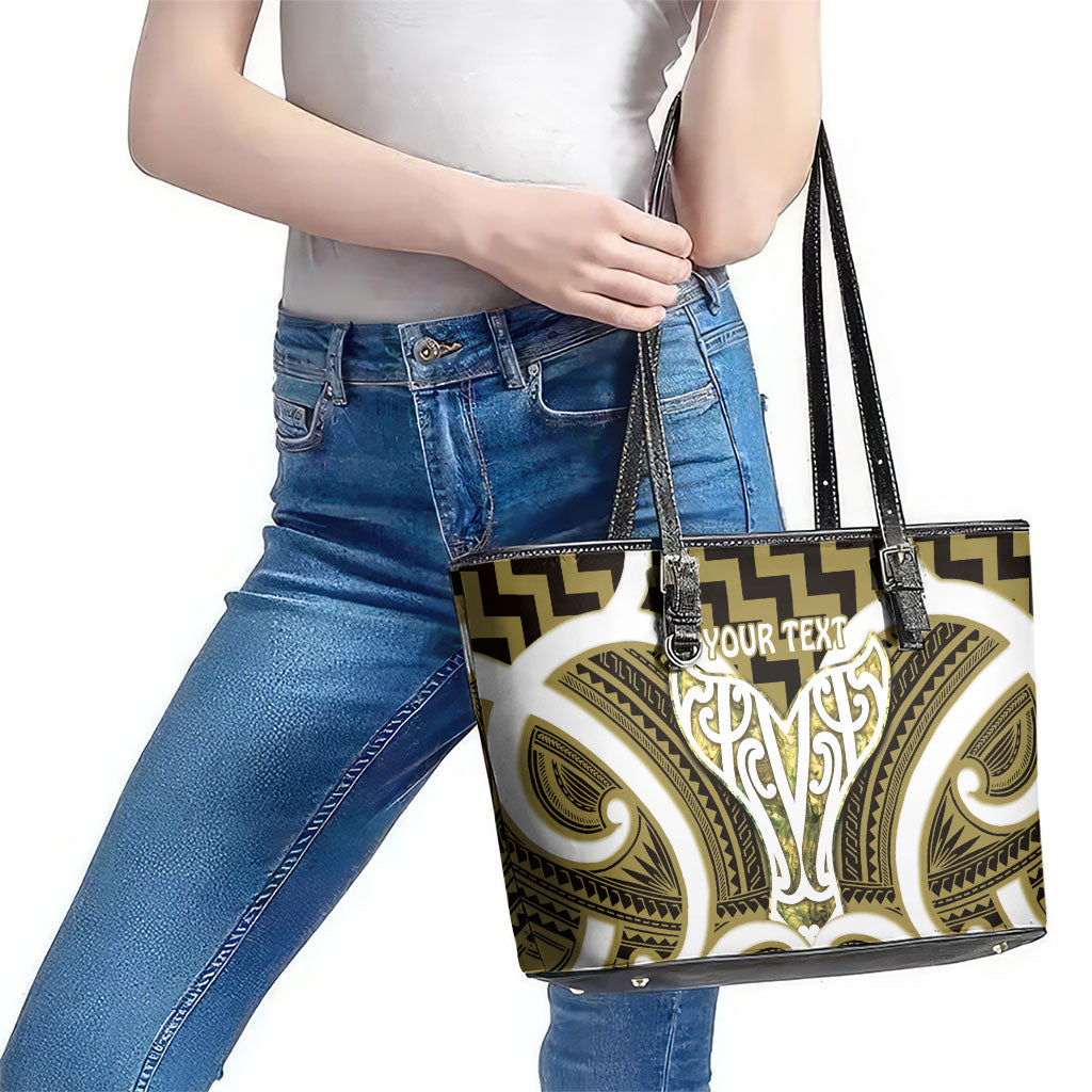 Aotearoa Atua Tangaroa Personalised Leather Tote Bag God Of The Sea Maori Whale Tail Yellow