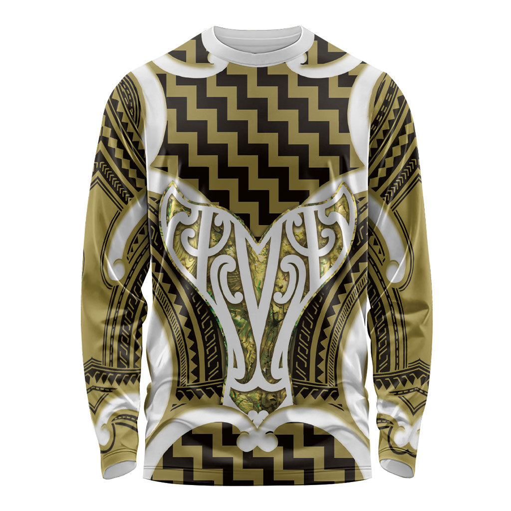 Aotearoa Atua Tangaroa Personalised Long Sleeve Shirt God Of The Sea Maori Whale Tail Yellow