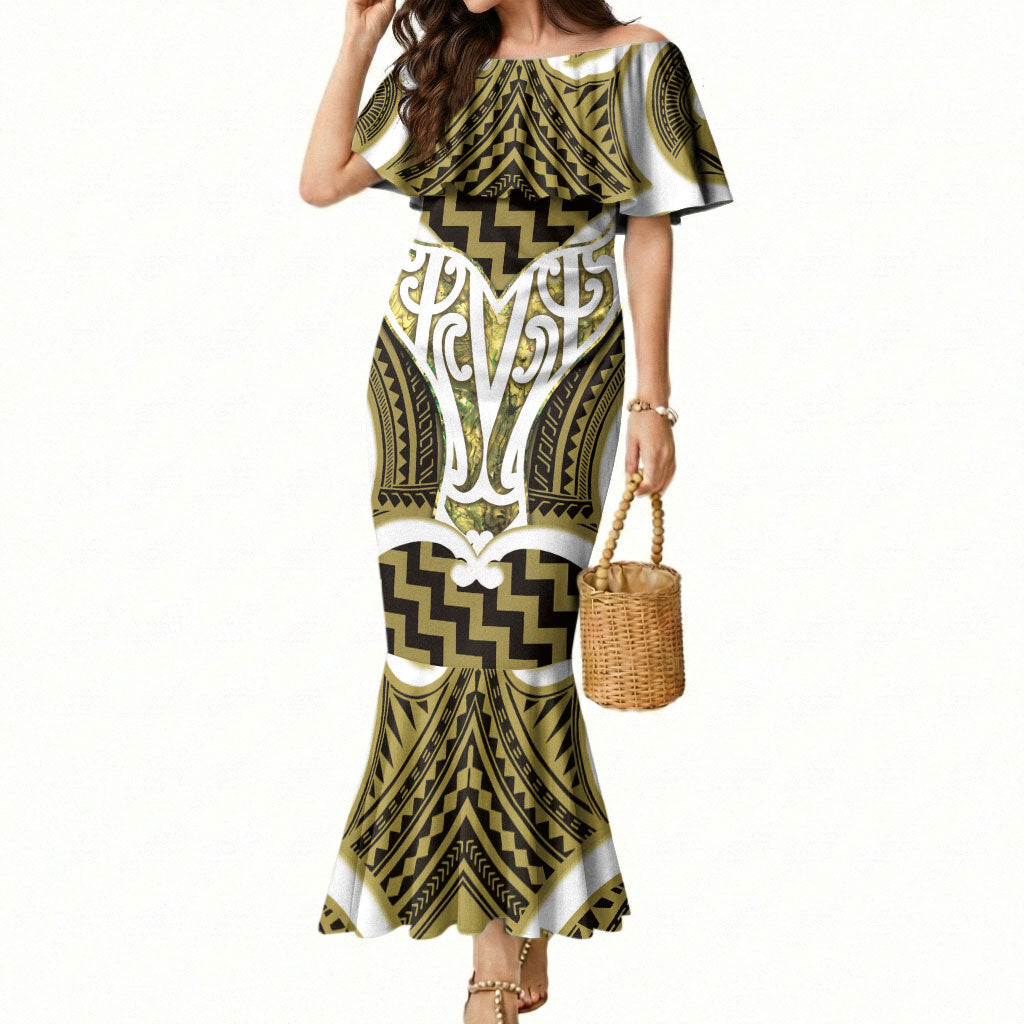 Aotearoa Atua Tangaroa Personalised Mermaid Dress God Of The Sea Maori Whale Tail Yellow