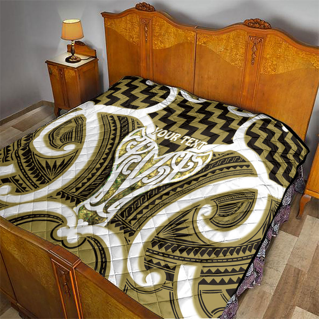 Aotearoa Atua Tangaroa Personalised Quilt God Of The Sea Maori Whale Tail Yellow