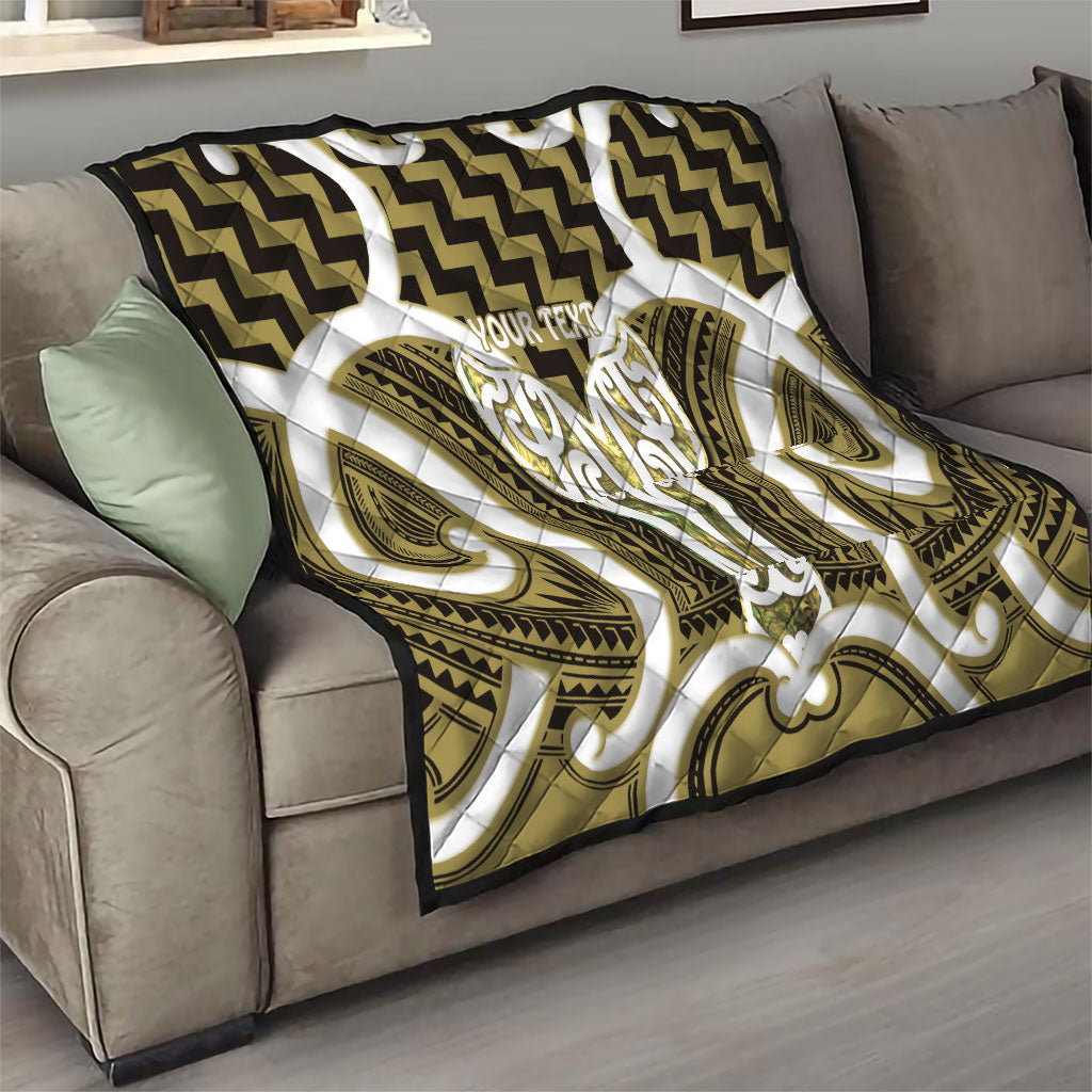 Aotearoa Atua Tangaroa Personalised Quilt God Of The Sea Maori Whale Tail Yellow