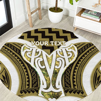 Aotearoa Atua Tangaroa Personalised Round Carpet God Of The Sea Maori Whale Tail Yellow