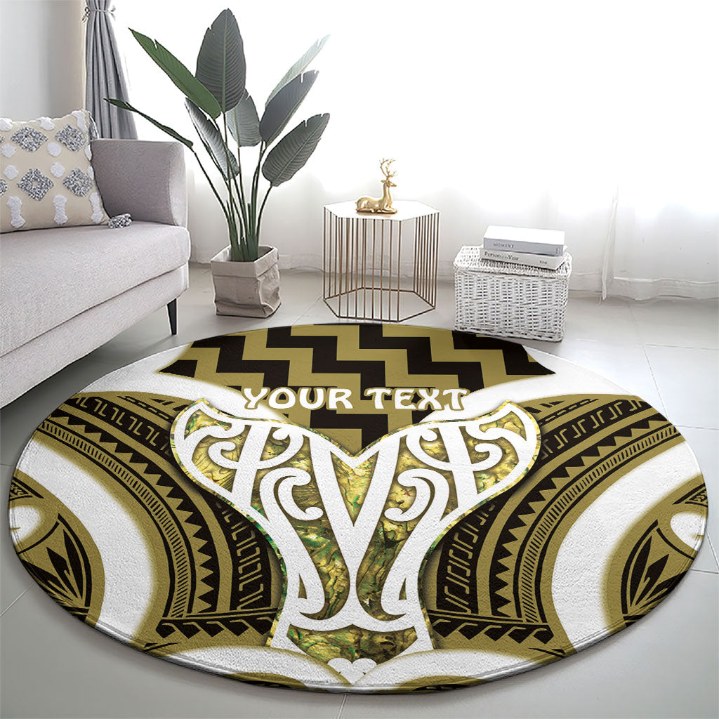 Aotearoa Atua Tangaroa Personalised Round Carpet God Of The Sea Maori Whale Tail Yellow