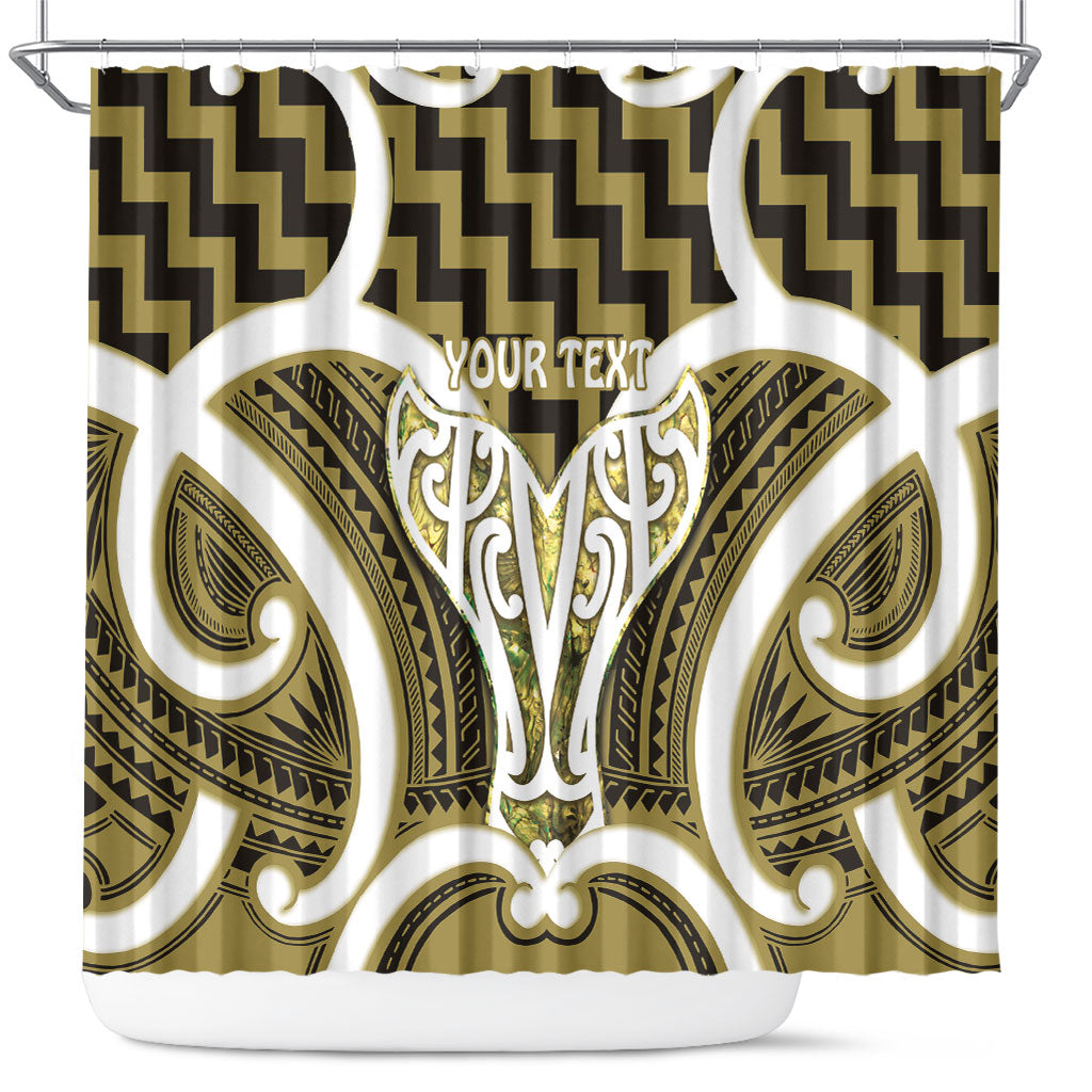 Aotearoa Atua Tangaroa Personalised Shower Curtain God Of The Sea Maori Whale Tail Yellow