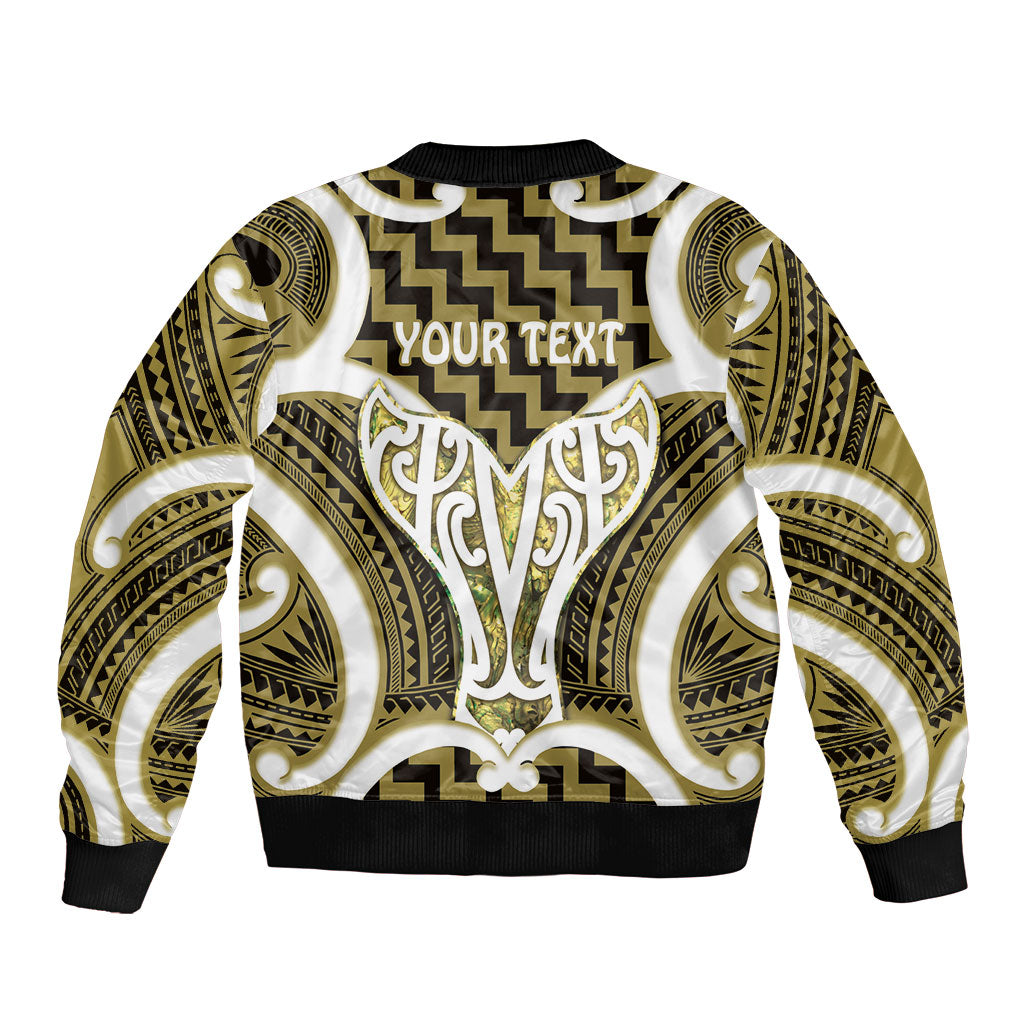 Aotearoa Atua Tangaroa Personalised Sleeve Zip Bomber Jacket God Of The Sea Maori Whale Tail Yellow