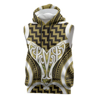 Aotearoa Atua Tangaroa Personalised Sleeveless Hoodie God Of The Sea Maori Whale Tail Yellow
