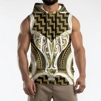 Aotearoa Atua Tangaroa Personalised Sleeveless Hoodie God Of The Sea Maori Whale Tail Yellow
