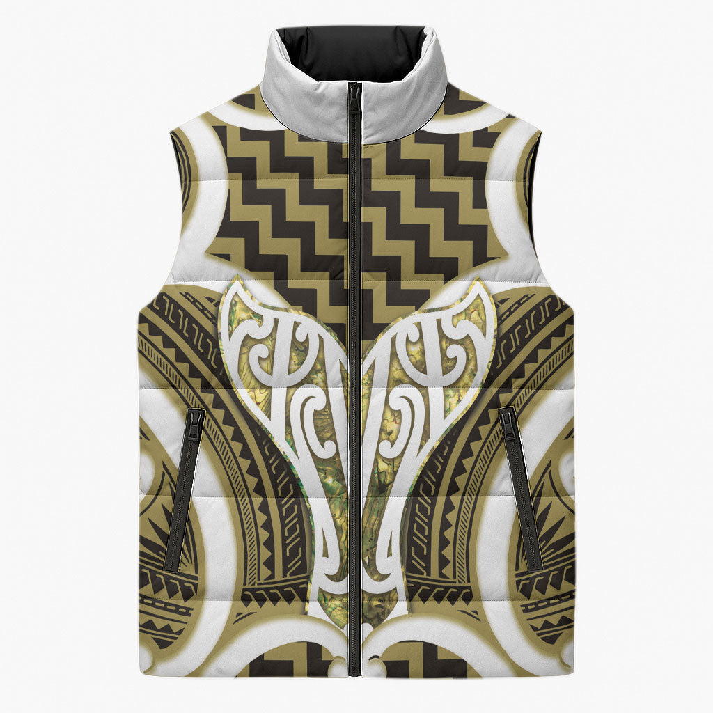 Aotearoa Atua Tangaroa Personalised Sleeveless Puffer Jacket God Of The Sea Maori Whale Tail Yellow
