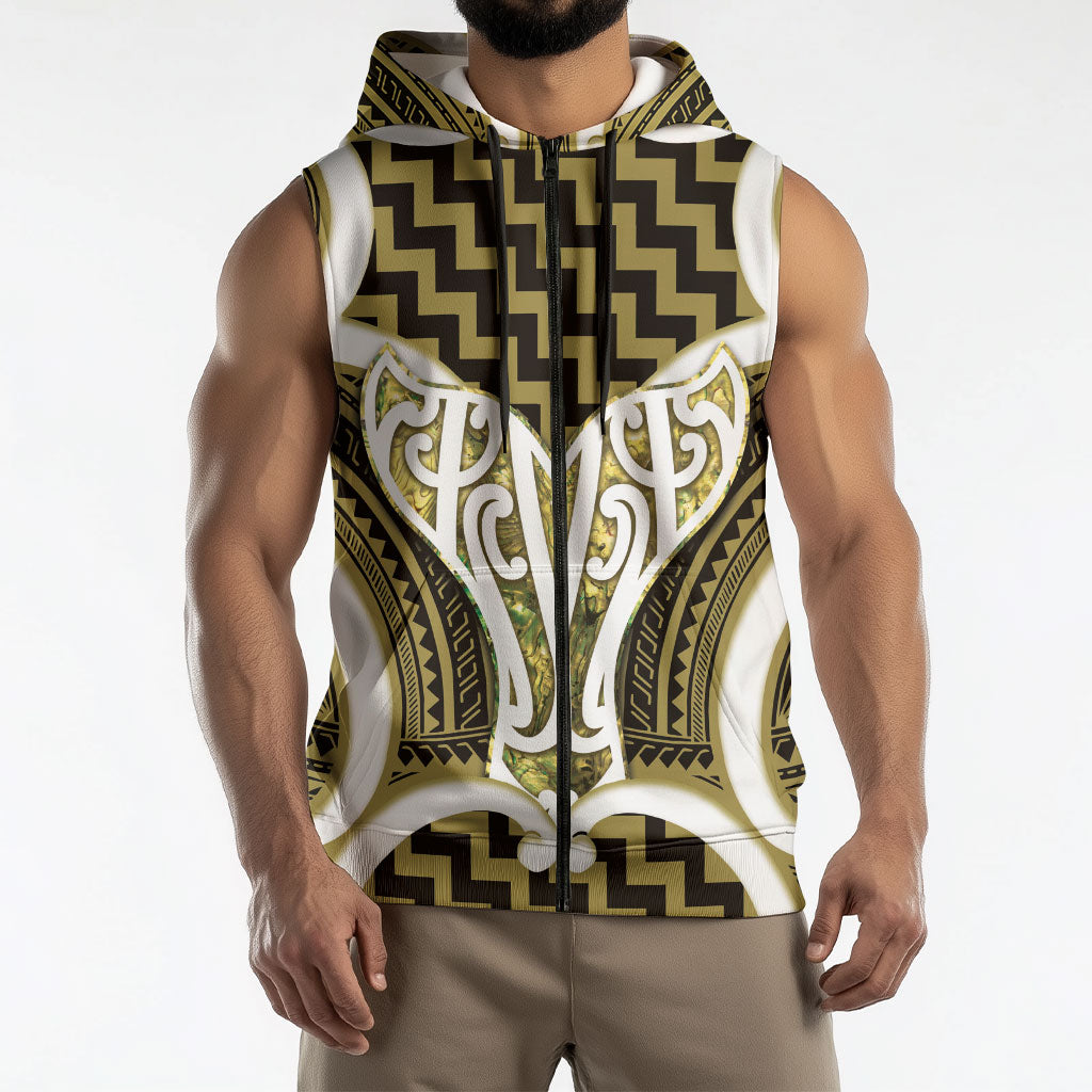 Aotearoa Atua Tangaroa Personalised Sleeveless Zip Hoodie God Of The Sea Maori Whale Tail Yellow