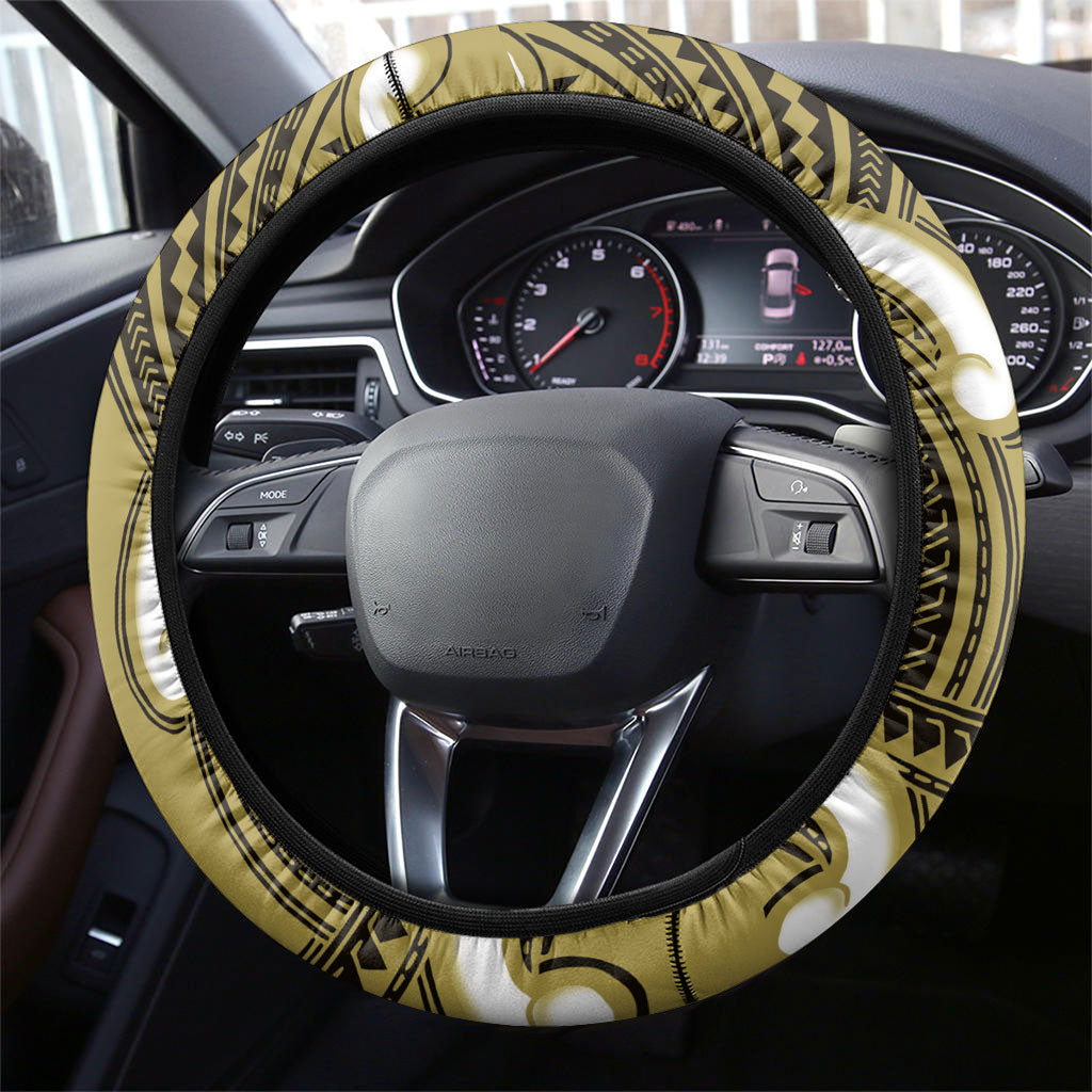 Aotearoa Atua Tangaroa Steering Wheel Cover God Of The Sea Maori Whale Tail Yellow