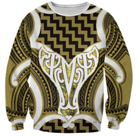 Aotearoa Atua Tangaroa Personalised Sweatshirt God Of The Sea Maori Whale Tail Yellow