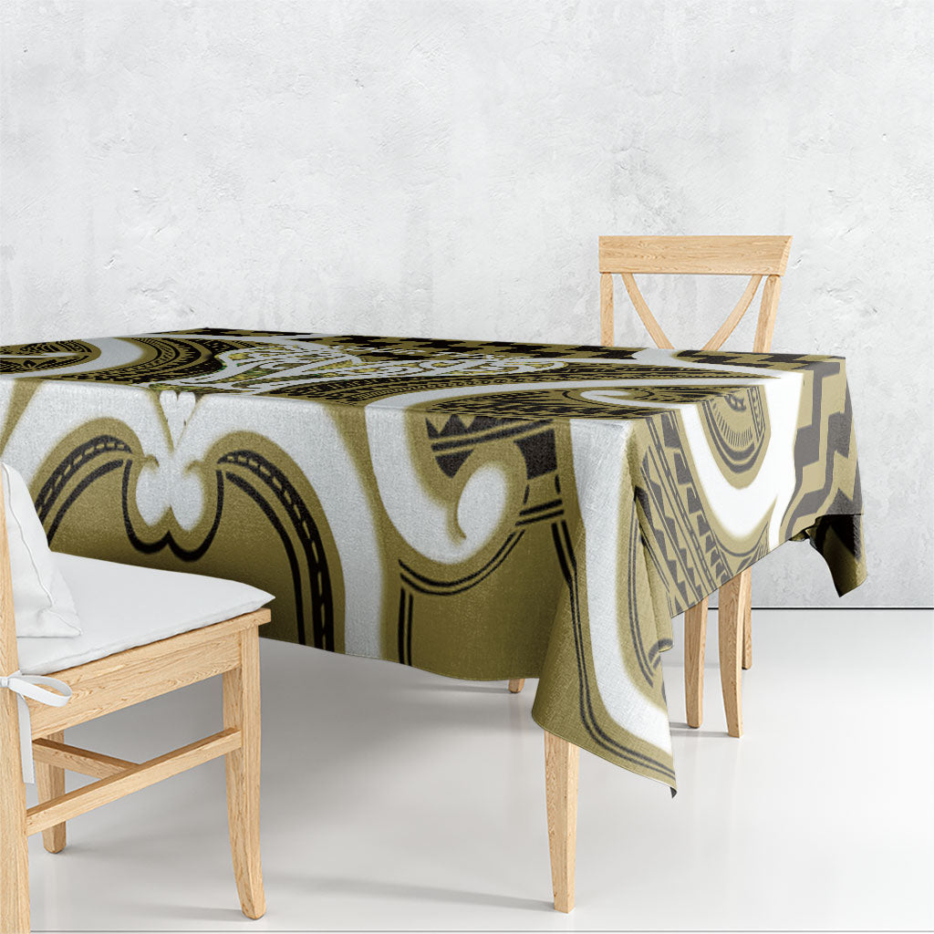 Aotearoa Atua Tangaroa Personalised Tablecloth God Of The Sea Maori Whale Tail Yellow
