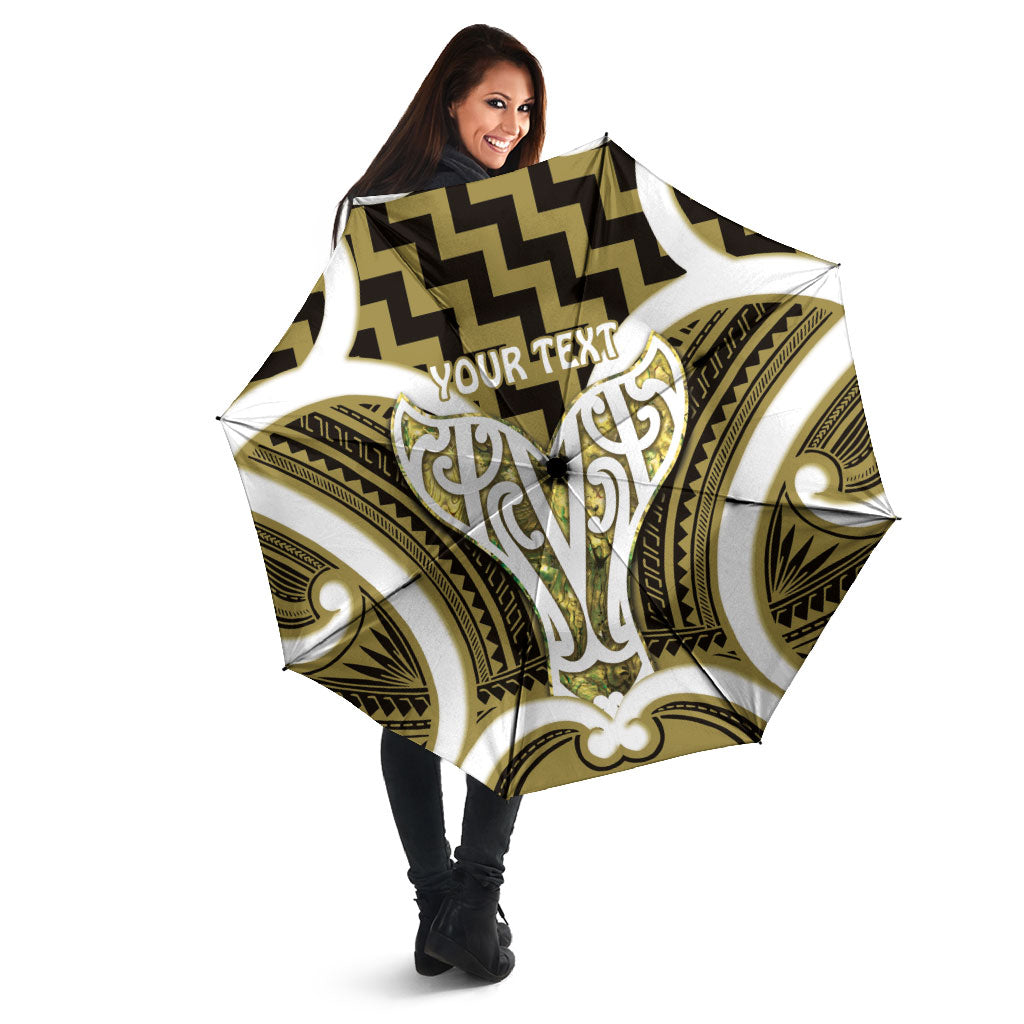 Aotearoa Atua Tangaroa Personalised Umbrella God Of The Sea Maori Whale Tail Yellow