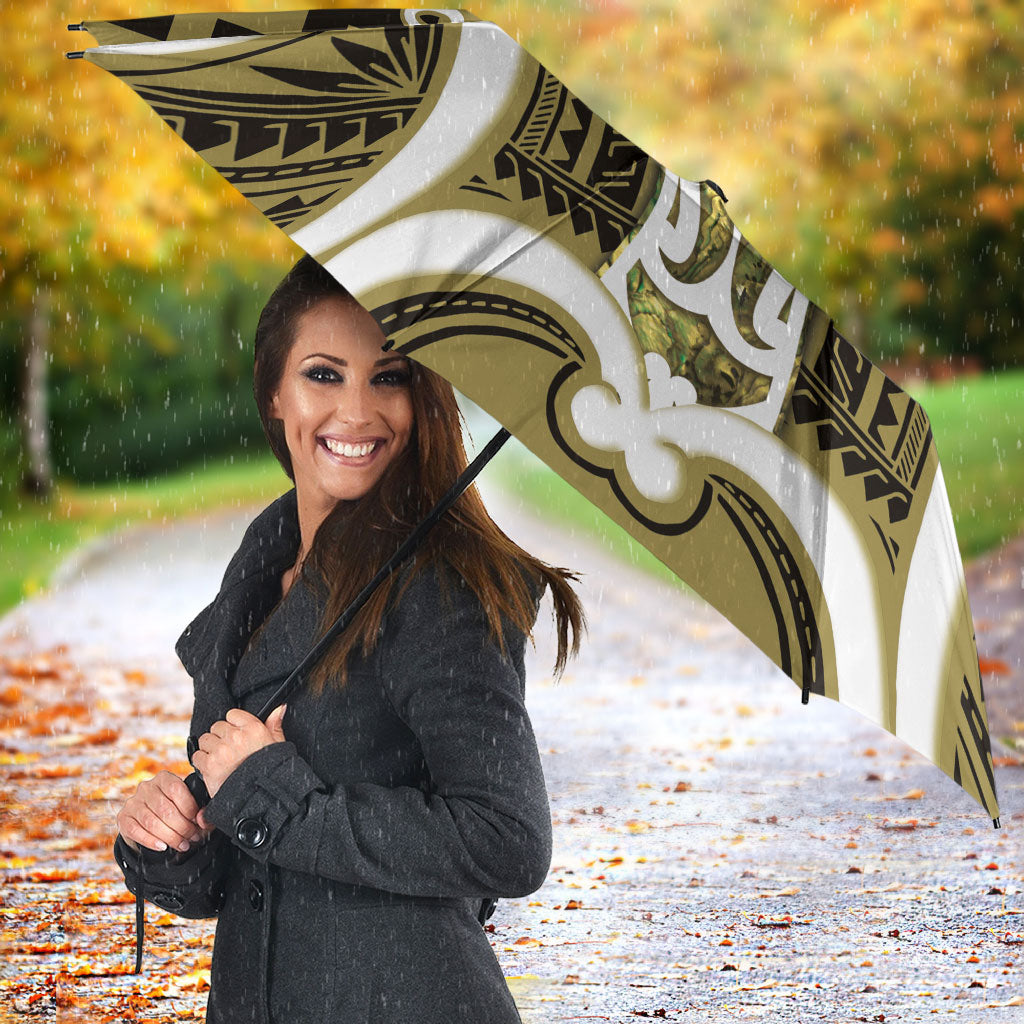 Aotearoa Atua Tangaroa Personalised Umbrella God Of The Sea Maori Whale Tail Yellow