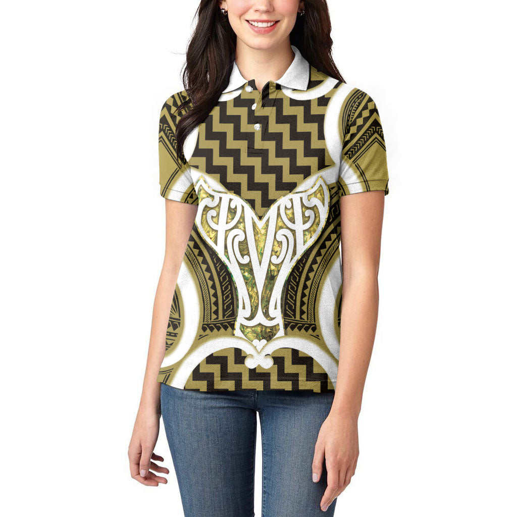 Aotearoa Atua Tangaroa Personalised Women Polo Shirt God Of The Sea Maori Whale Tail Yellow