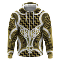 Aotearoa Atua Tangaroa Personalised Zip Hoodie God Of The Sea Maori Whale Tail Yellow