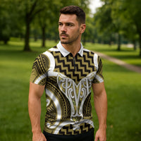 Aotearoa Atua Tangaroa Personalised Zipper Polo Shirt God Of The Sea Maori Whale Tail Yellow