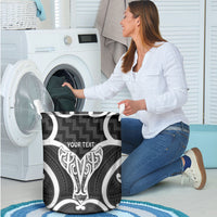Aotearoa Atua Tangaroa Personalised Laundry Basket God Of The Sea Maori Whale Tail Black