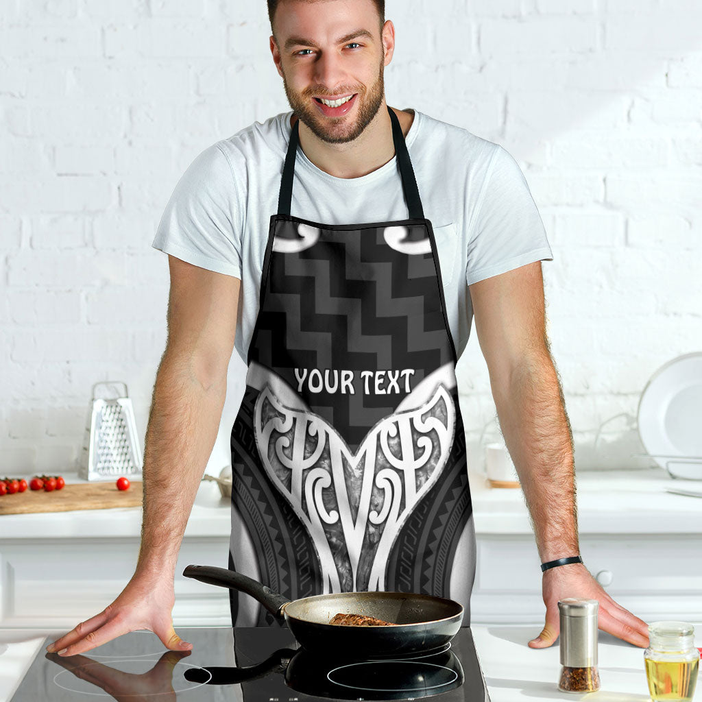 Aotearoa Atua Tangaroa Personalised Apron God Of The Sea Maori Whale Tail Black