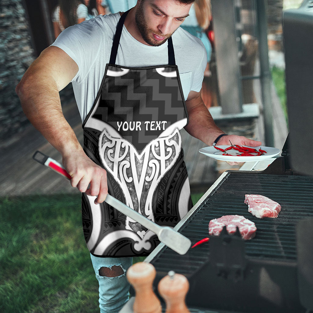 Aotearoa Atua Tangaroa Personalised Apron God Of The Sea Maori Whale Tail Black