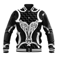 Aotearoa Atua Tangaroa Personalised Baseball Jacket God Of The Sea Maori Whale Tail Black