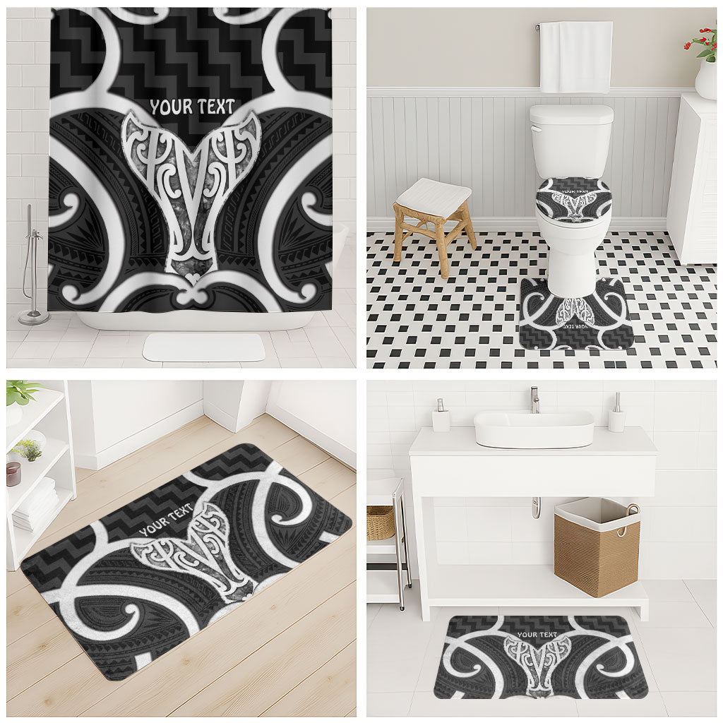 Aotearoa Atua Tangaroa Personalised Bathroom Set God Of The Sea Maori Whale Tail Black