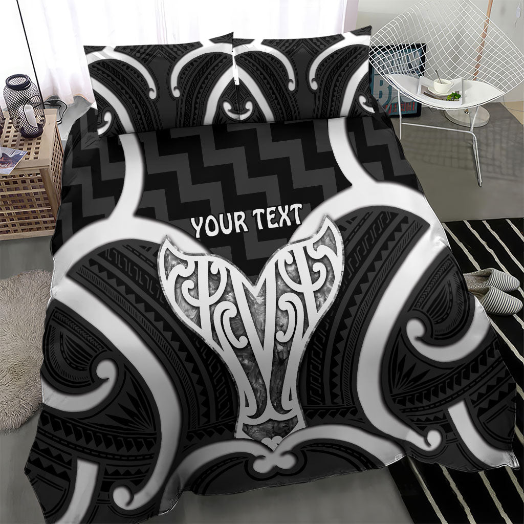 Aotearoa Atua Tangaroa Personalised Bedding Set God Of The Sea Maori Whale Tail Black