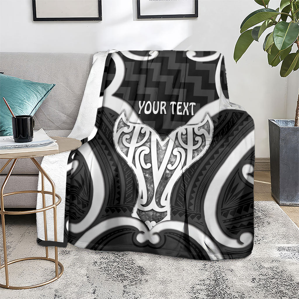 Aotearoa Atua Tangaroa Personalised Blanket God Of The Sea Maori Whale Tail Black