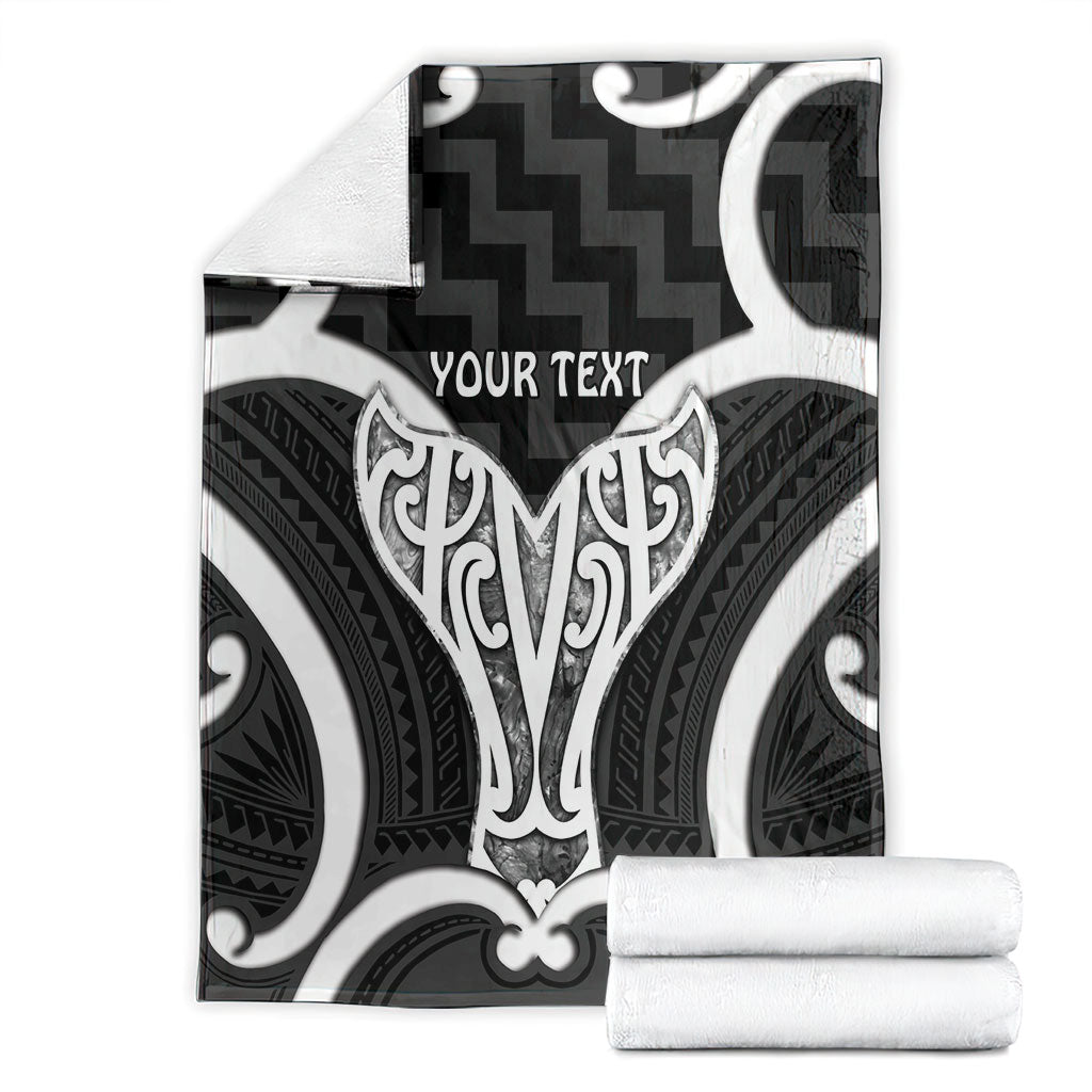 Aotearoa Atua Tangaroa Personalised Blanket God Of The Sea Maori Whale Tail Black