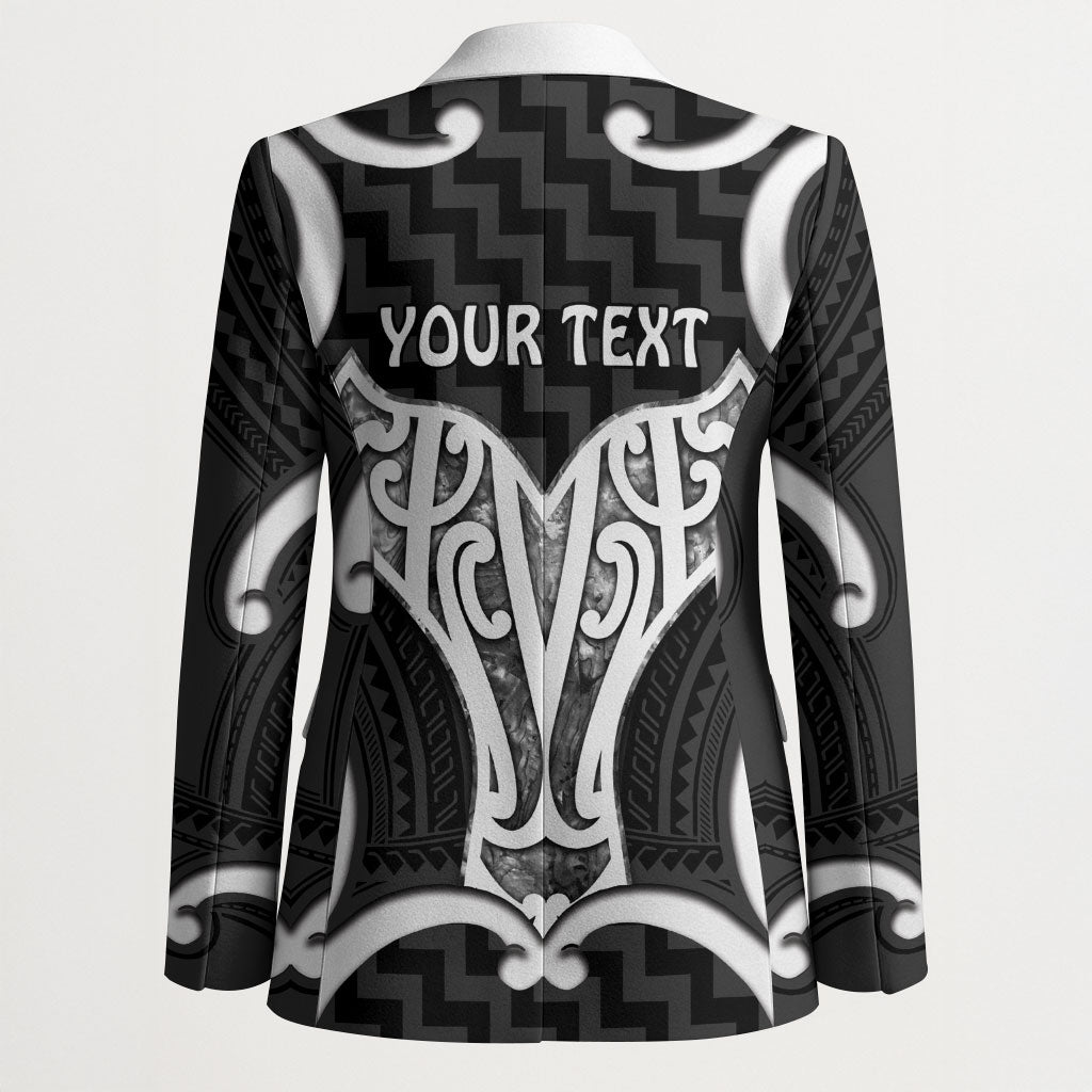 Aotearoa Atua Tangaroa Personalised Blazer God Of The Sea Maori Whale Tail Black