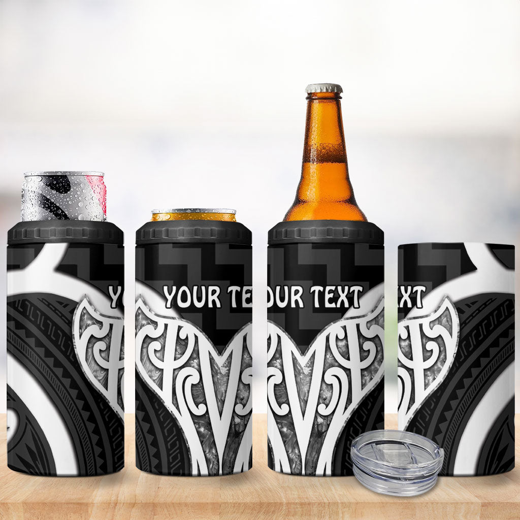 Aotearoa Atua Tangaroa Personalised 4 in 1 Can Cooler Tumbler God Of The Sea Maori Whale Tail Black