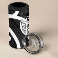 Aotearoa Atua Tangaroa Personalised 4 in 1 Can Cooler Tumbler God Of The Sea Maori Whale Tail Black