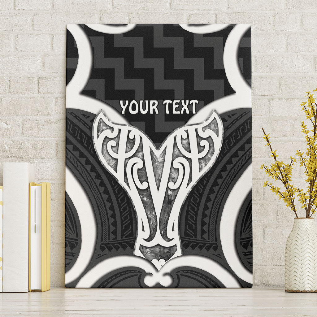 Aotearoa Atua Tangaroa Personalised Canvas Wall Art God Of The Sea Maori Whale Tail Black