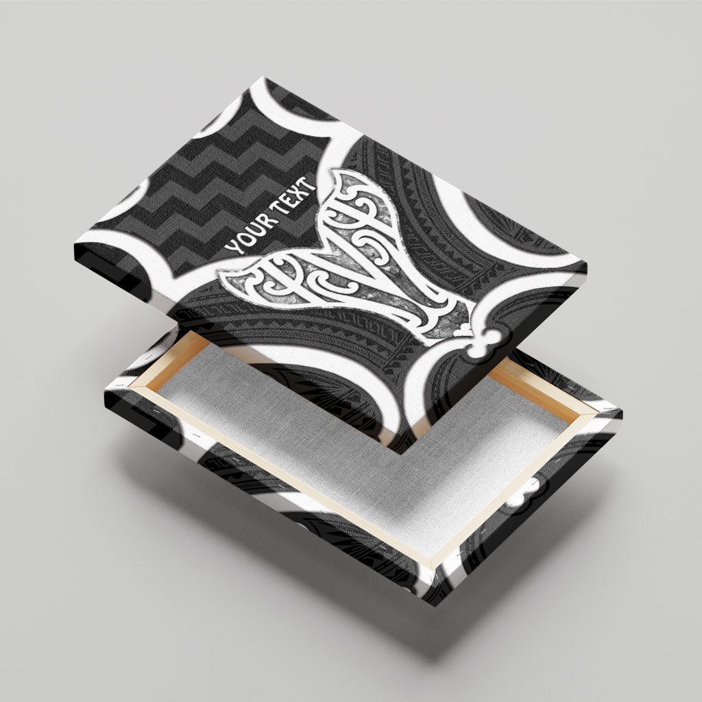 Aotearoa Atua Tangaroa Personalised Canvas Wall Art God Of The Sea Maori Whale Tail Black