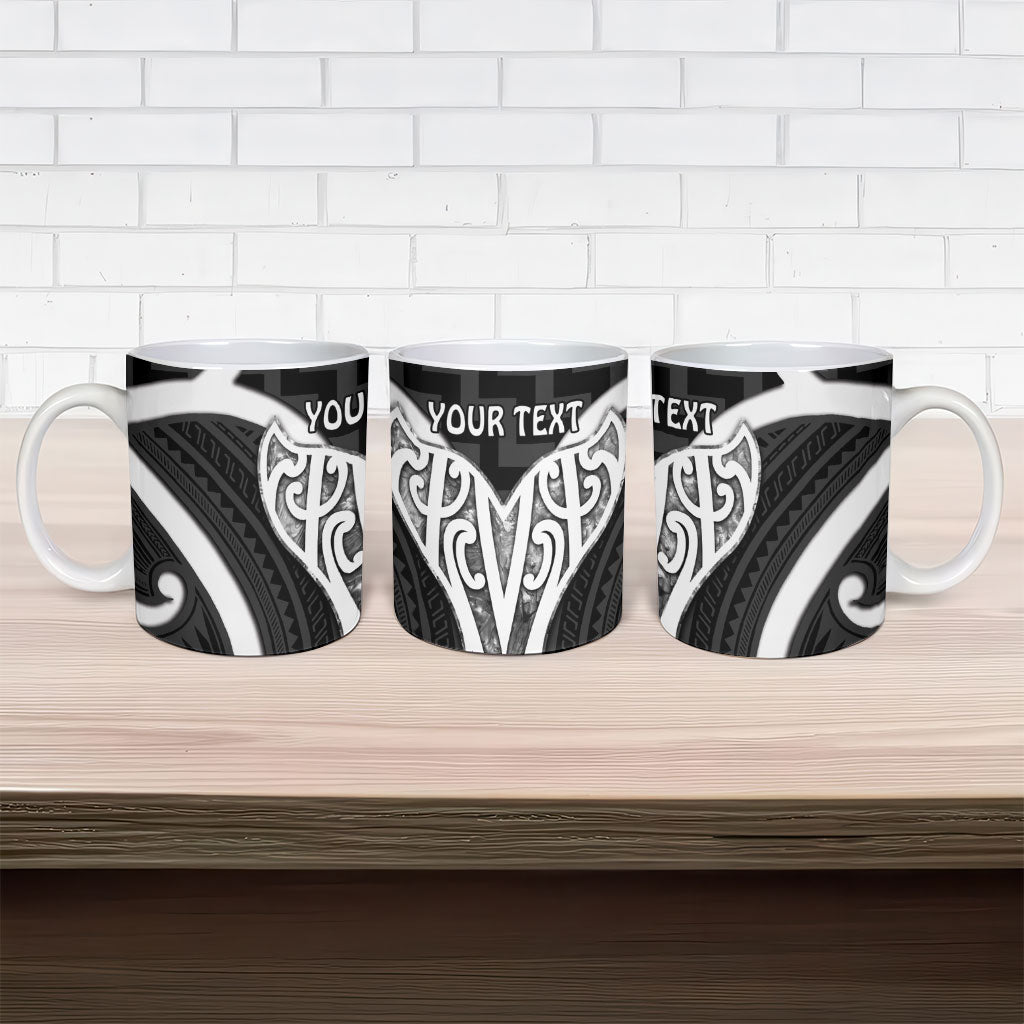 Aotearoa Atua Tangaroa Personalised Ceramic Mug God Of The Sea Maori Whale Tail Black