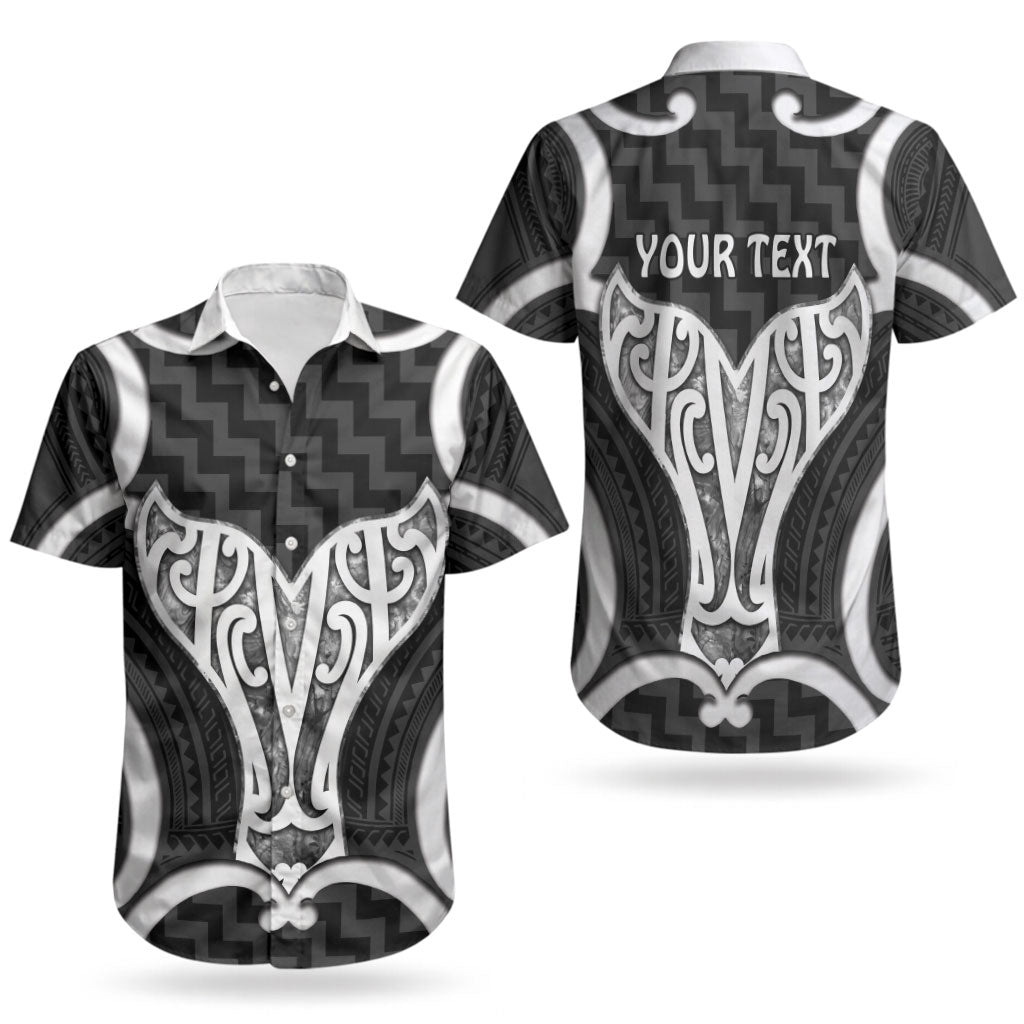 Aotearoa Atua Tangaroa Personalised Couples Matching Puletasi and Hawaiian Shirt God Of The Sea Maori Whale Tail Black