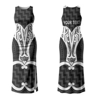 Aotearoa Atua Tangaroa Personalised Couples Matching Tank Maxi Dress and Hawaiian Shirt God Of The Sea Maori Whale Tail Black