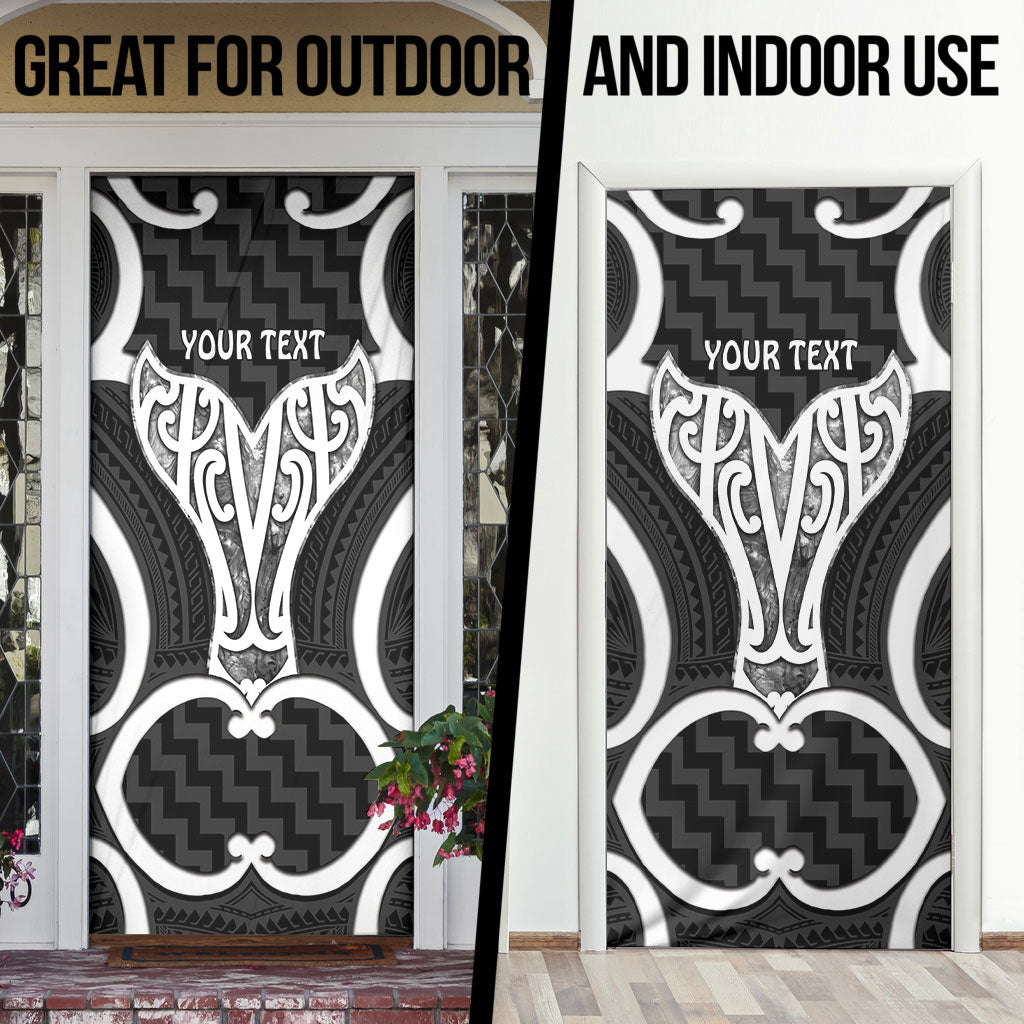 Aotearoa Atua Tangaroa Personalised Door Cover God Of The Sea Maori Whale Tail Black