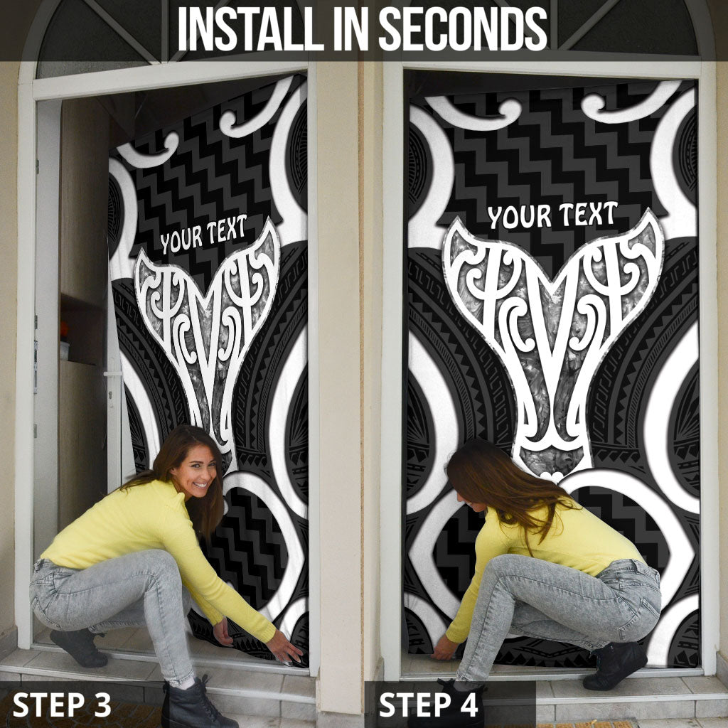 Aotearoa Atua Tangaroa Personalised Door Cover God Of The Sea Maori Whale Tail Black