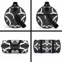 Aotearoa Atua Tangaroa Personalised Duffle Bag God Of The Sea Maori Whale Tail Black