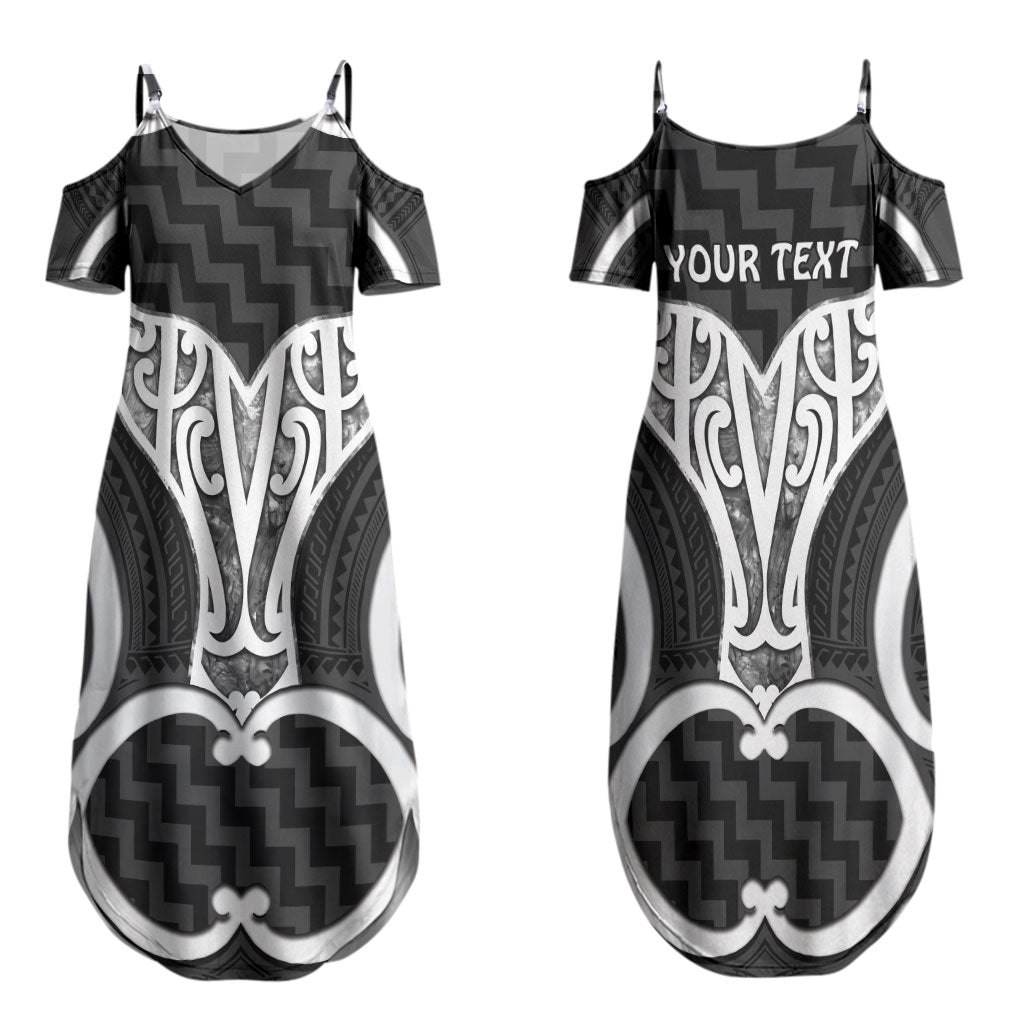 Aotearoa Atua Tangaroa Personalised Family Matching Summer Maxi Dress and Hawaiian Shirt God Of The Sea Maori Whale Tail Black