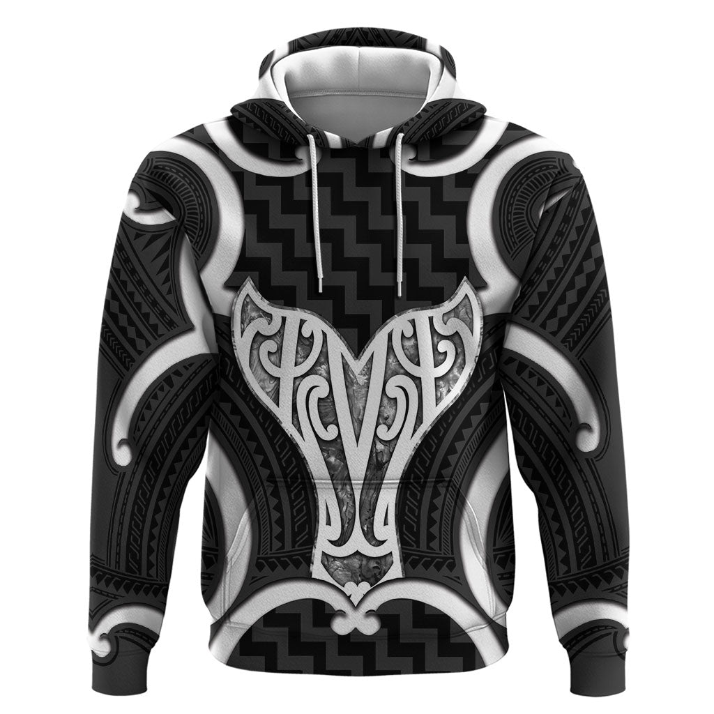 Aotearoa Atua Tangaroa Personalised Hoodie God Of The Sea Maori Whale Tail Black
