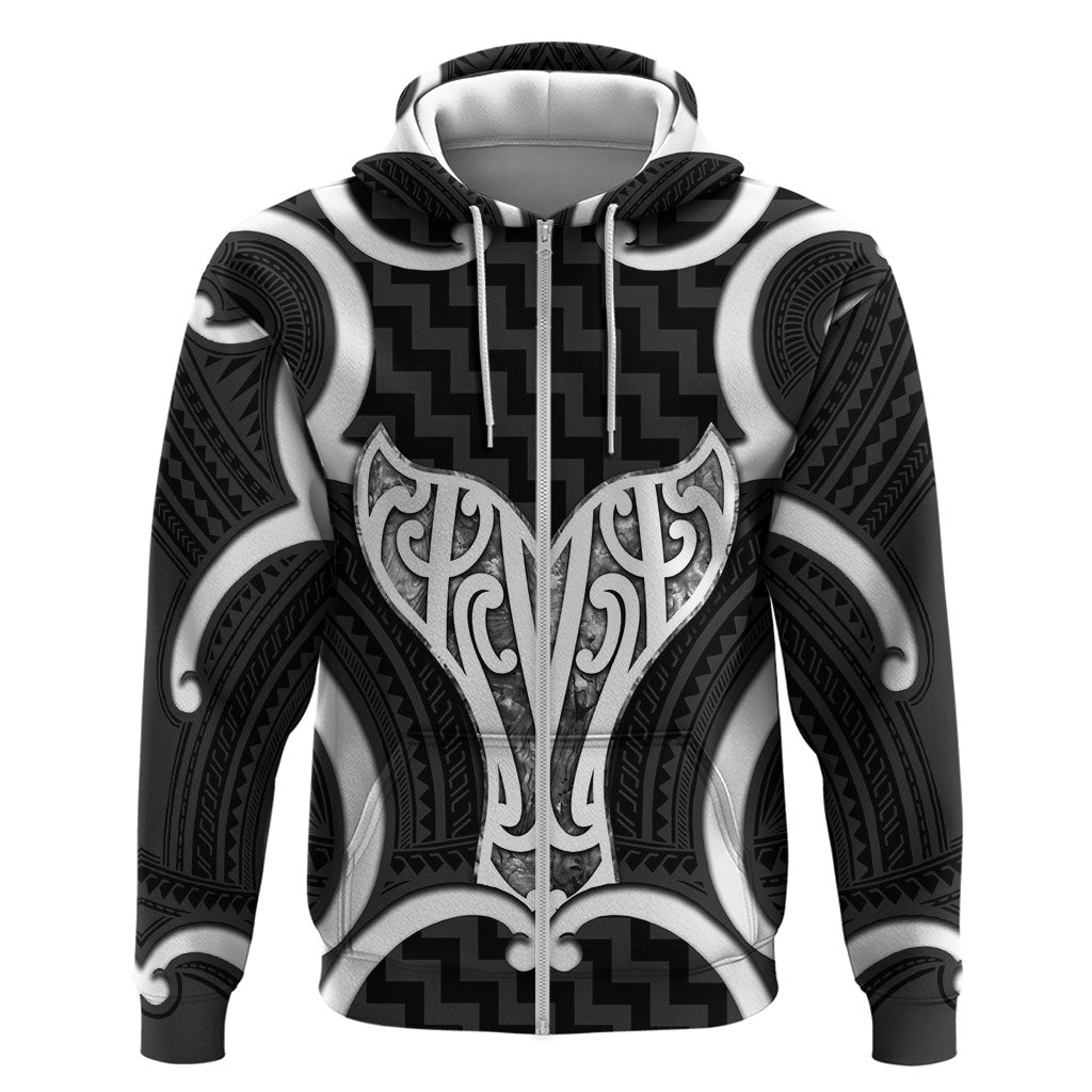 Aotearoa Atua Tangaroa Personalised Hoodie God Of The Sea Maori Whale Tail Black