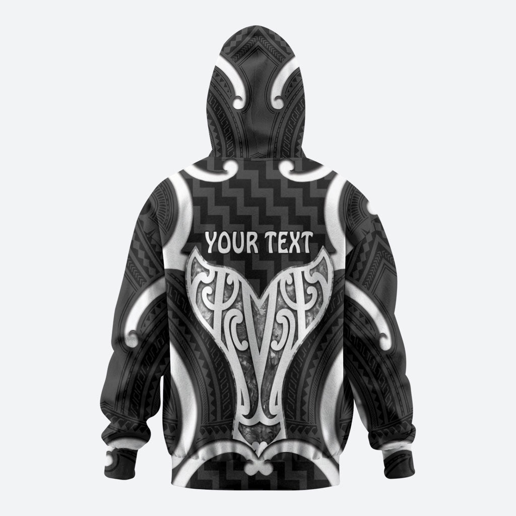Aotearoa Atua Tangaroa Personalised Hoodie God Of The Sea Maori Whale Tail Black