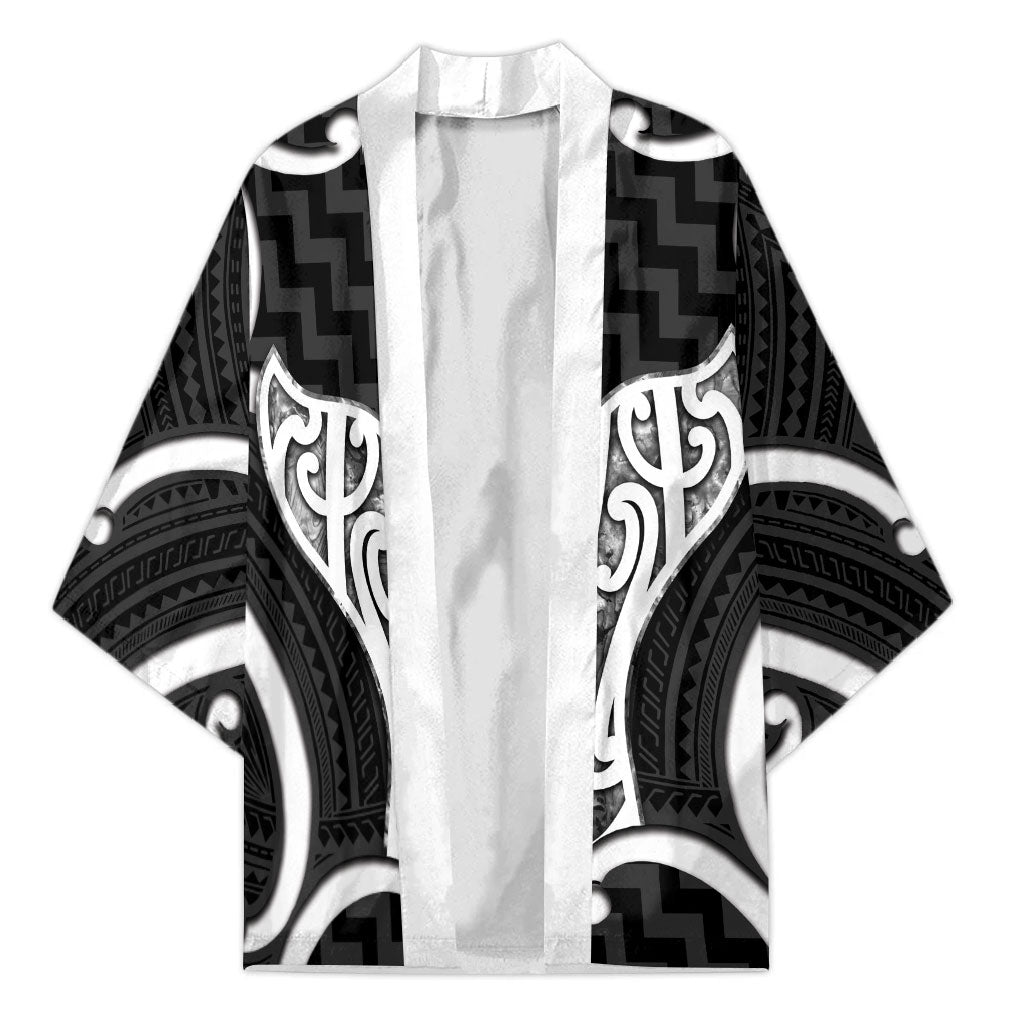 Aotearoa Atua Tangaroa Personalised Kimono God Of The Sea Maori Whale Tail Black